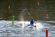 Deutsch: Kanusport bei den Olympischen Jugendspielen 2018; Tag 10, 16. Oktober 2018; Kleines Finale um die Bronzemedaille Jungen Einer-Kajak-Slalom: Tom Bouchardon (Frankreich) - George Snook (Neuseeland) English: Canoeing at the 2018 Summer Youth Olympics at 16 October 2018 – Boys' K1 slalom Bronze Medal Race: Tom Bouchardon (France) - George Snook (New Zealand)