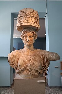 Roman caryatid from the Sanctuary of Demeter at Eleusis, second half of 1st century BC, probably marble, Archaeological Museum of Eleusis, Elefsina, Greece