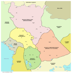 rough borders of the Serbian provincial lords during the fall of the Serbian Empire, 1373-1395 (Zeta in grey)