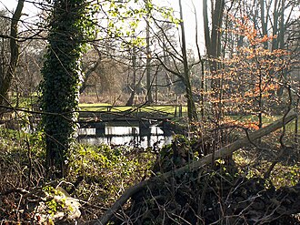 Chad Brook, in the grounds of Edgbaston Hall Chad Brook, Edgbaston Golf Club from Edgbaston Park Road (geograph 2827892).jpg