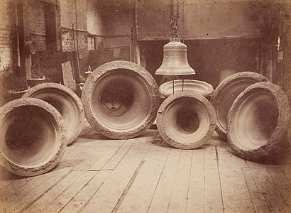 Church Bells in the workshop at Whitechapel Bell Foundry, c. 1880