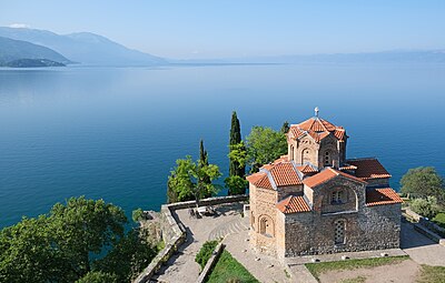 Die kerk van St. Johannes in Ohrid, Noord-Masedonië.