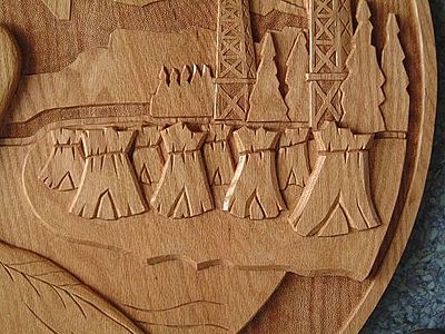 2. Bas relief: A close-up of the crest for City of Grande Prairie, Alberta,  Canada