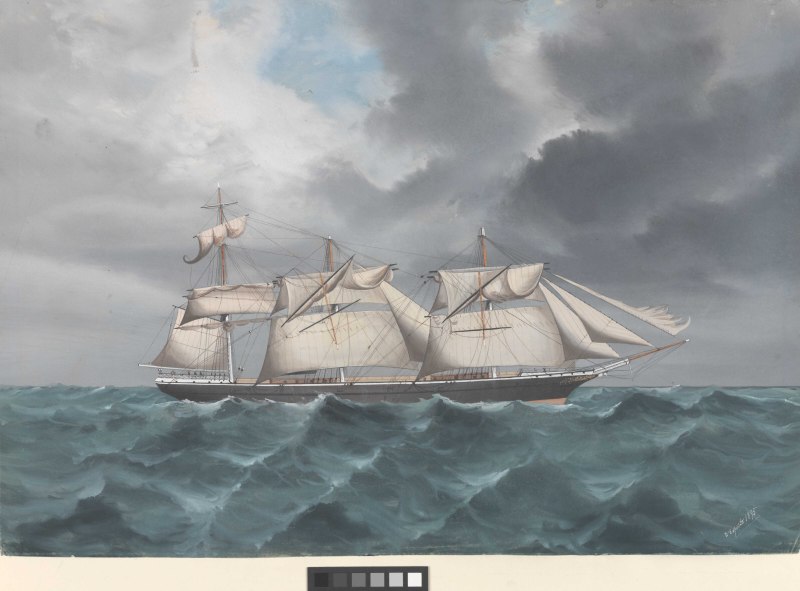 File:Clipper Ship 'Blackadder' at sea with foremast and mainmast broken RMG PY8584.tiff