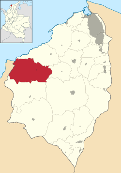 Vị trí của khu tự quản Piojó trong tỉnh Atlántico