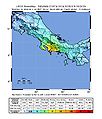 Costa Rica-Panama border earthquake shakemap (2008-11-19).jpg