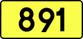 English: Sign of DW 891 with oficial font Drogowskaz and adequate dimensions.