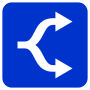 Thumbnail for File:Disambiguation arrows icon in rounded blue square.svg