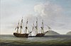 HMS Santa Monica Dominic Serres - Captain George Montagu of the 'Pearl', 32 guns, engaging the Spanish frigate 'Santa Monica' off the Azores, 14th. September 1779.jpg