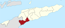 Мапа на Источен Тимор, истакнувајќи ја општината Кова Лима