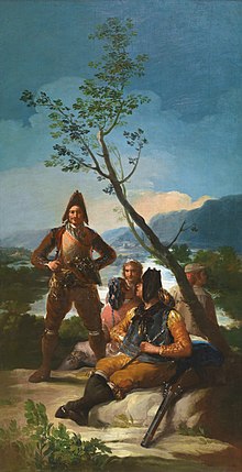 The Tobacco Guard, in which the guard is shown as a symbol of masculinity. Here Goya almost anticipates Impressionism. El resguardo de tabacos.jpg