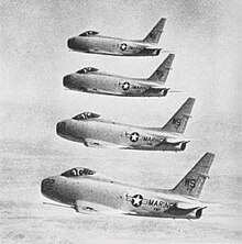 FJ-4Bs of VMF-323, ca. 1957. FJ-4B-VMF-323 MCAS El Toro NAN3-58.jpg