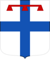 D'argento alla croce azzurra e al lambello rosso di tre pendenti in capo. (stemma dei Filangieri del Seggio di Nilo)