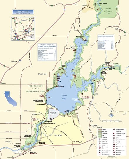 Detailed Map of the Folsom Lake State Recreation Area