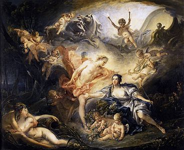 François Boucher, Apollon révélant sa divinité à la bergère Issé (1750), de huile sur toile.