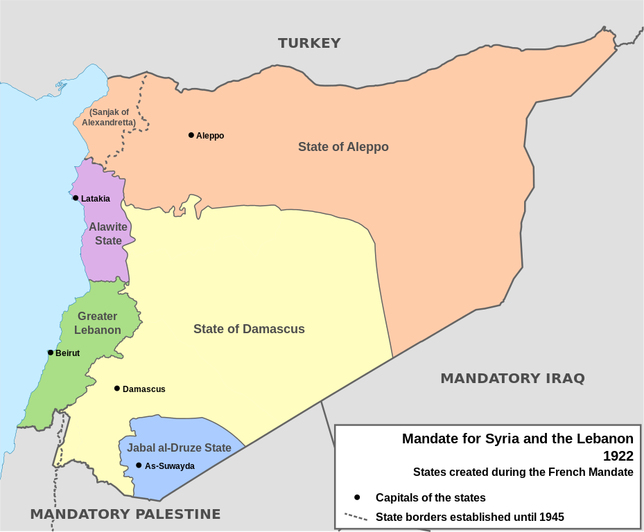 Карта Мандата на Сирию