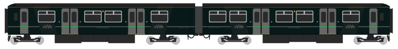 drawing of a Class 150 in GWR livery