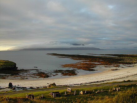 Gallanach Beach on the Isle of Muck, looking north towards the Isle of Eigg.