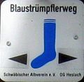 de:Wegzeichen des Blaustrümpflerwegs (Rundwanderweg) in Stuttgart.