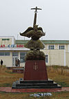 Statue of monk who tried to fly with homemade wings in the 1930s