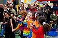 Le Folgoët : jeunes filles lors d'une démonstration de cirque pour le Téléthon 2007