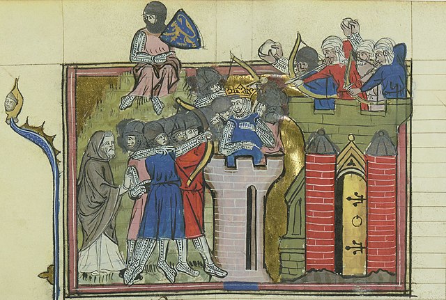 Godfrey of Bouillon during the siege of Jerusalem (from the 14th-century Roman de Godefroi de Bouillon)