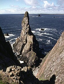 The 50m high Gordi Stack, St Magnus Bay Gordi Stack - geograph.org.uk - 4311468.jpg