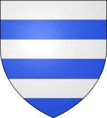 Arms of Grey: Barry of six argent and azure Grey.svg