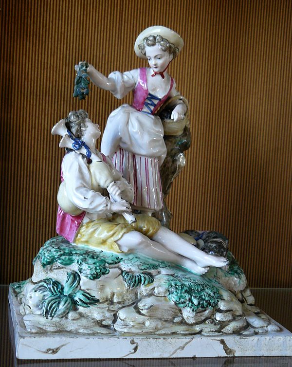 Lunéville faience was made famous for its widely copied collectable figurines mostly designed by Paul-Louis Cyfflé. This group is from 1770-1780, Sèvr