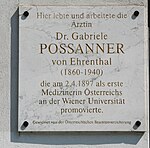 Gabriele Possanner von Ehrenthal - Memorial plaque
