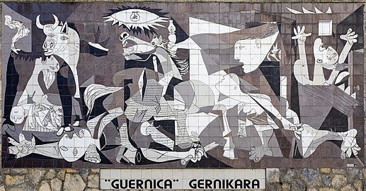 Guernica reproduction on tiled wall, Guernica, Spain