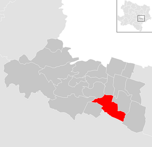 Localisation de la commune de Guntramsdorf dans le district de Mödling (carte cliquable)