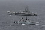 Thumbnail for File:HMS Dragon with Russian Aircraft Carrier 'Admiral Kuzetsov' MOD 45157554.jpg