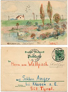 Postkarte von Baluschek an Arthur von Wallpach, 1896