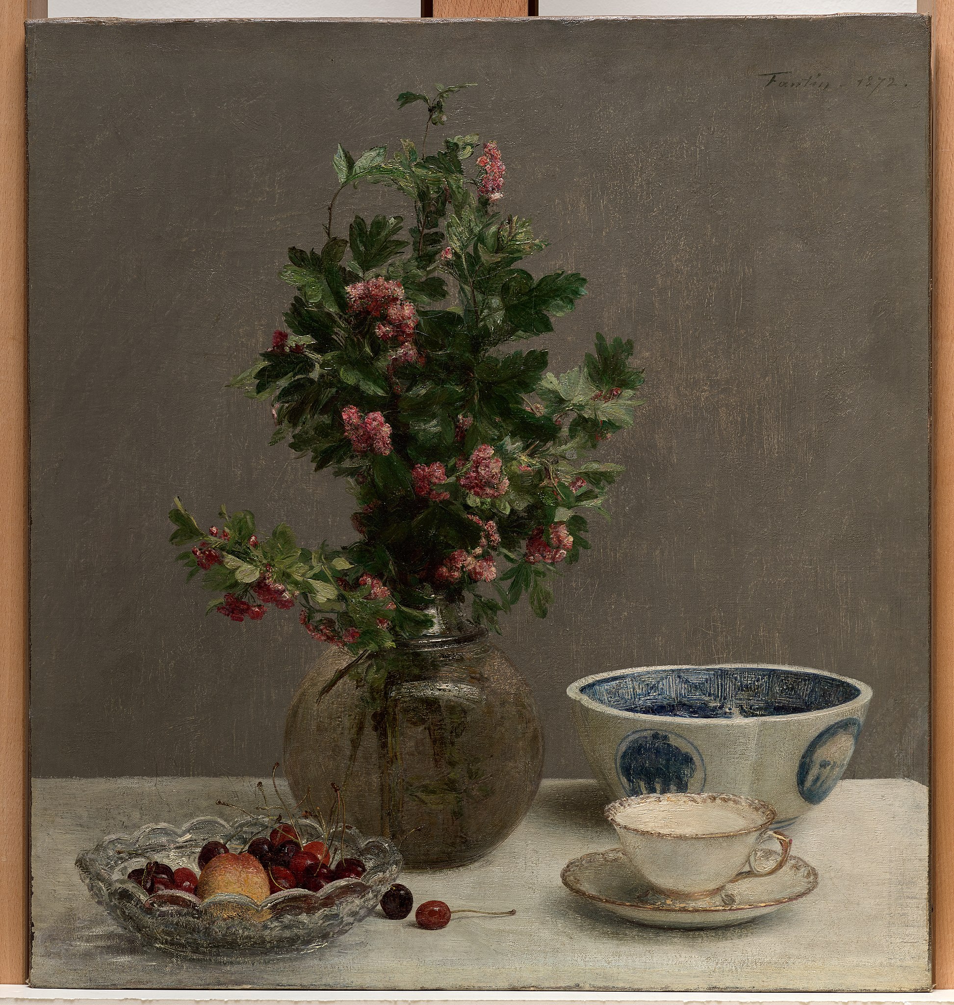 File:Henri Fantin-Latour - Still Life with Vase of Hawthorn, Bowl