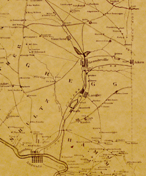 Horse Creek Valley as shown in Isaac Boles survey of Edgefield County, 1871 HorseCreekValley-SC Boles 1871.png