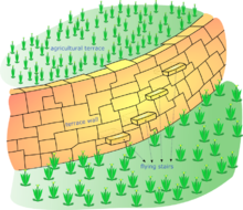 Diagram showing Inca terrace engineering for agriculture. Inca terrace-en.png