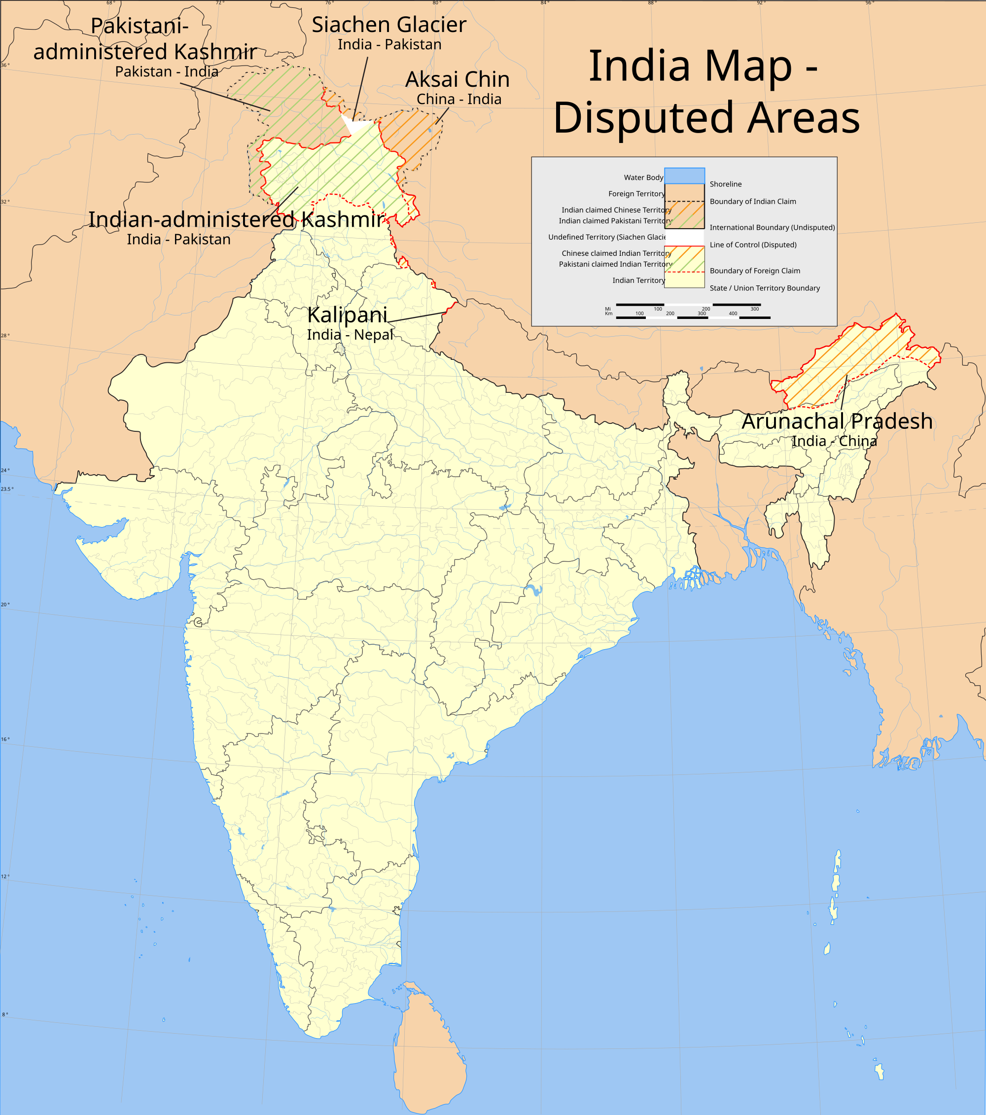 Map Of India And Surrounding Area Atlas of India   Wikimedia Commons