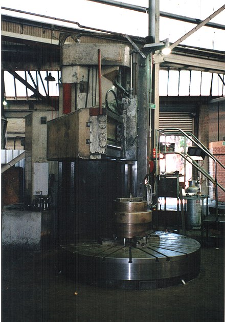 Vertical boring machine at the southern end of the fitting shop Jaques fitting shop vertical boring machine.jpg