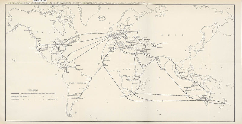 File:KAARTEN SGD - Wereldkaart van de bestaande en de ontworpen luchtvaartverbindingen (met uitzondering van de locale luchtverbindingen), tusschen Nederland en het buitenland door de Koninklijke Luchtvaart.jpeg