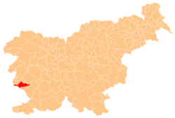 Localização do município de Komen na Eslovênia