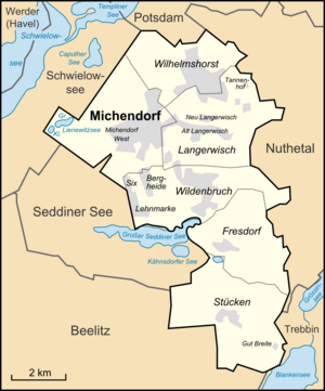 Ortsteile und Nachbargemeinden der Gemeinde Michendorf