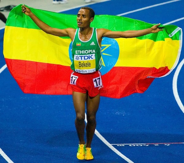 Celebrating his gold medal victory at the 2009 World Championships.