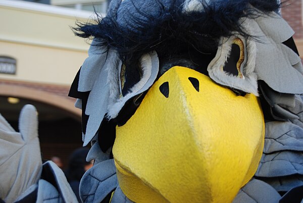 Scrappy's retired mascot during new student orientation