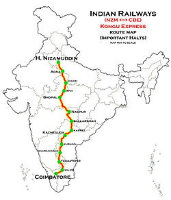 Kongu Express (NZM - CBE) Маршрут map.jpg