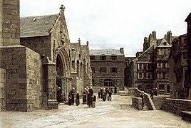 Léon Lhermitte : Sortie de l'Église Sainte-Melaine à Morlaix (1875)
