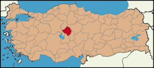Localização da província de Kırşehir na Turquia