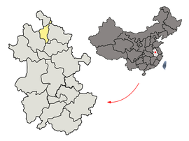 Huaibein sijainti Kiinan Anhuin maakunnassa