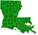 Resultats electorals per parròquia a Louisiana Verd: Rick Santorum Taronja: Mitt Romney