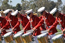 The United States Marine Drum and Bugle Corps at MCAS Miramar in 2014 MCAS Miramar hosts Battle Color Detachment 140314-M-VU108-003.jpg